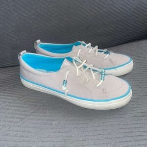 Sperry Women's Light Gray and Aqua Sneakers